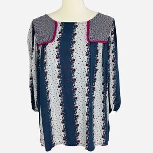 Matilda Jane A Quick Gataway Tunic Top Women Size S Balloon Sleeve Floral Polka